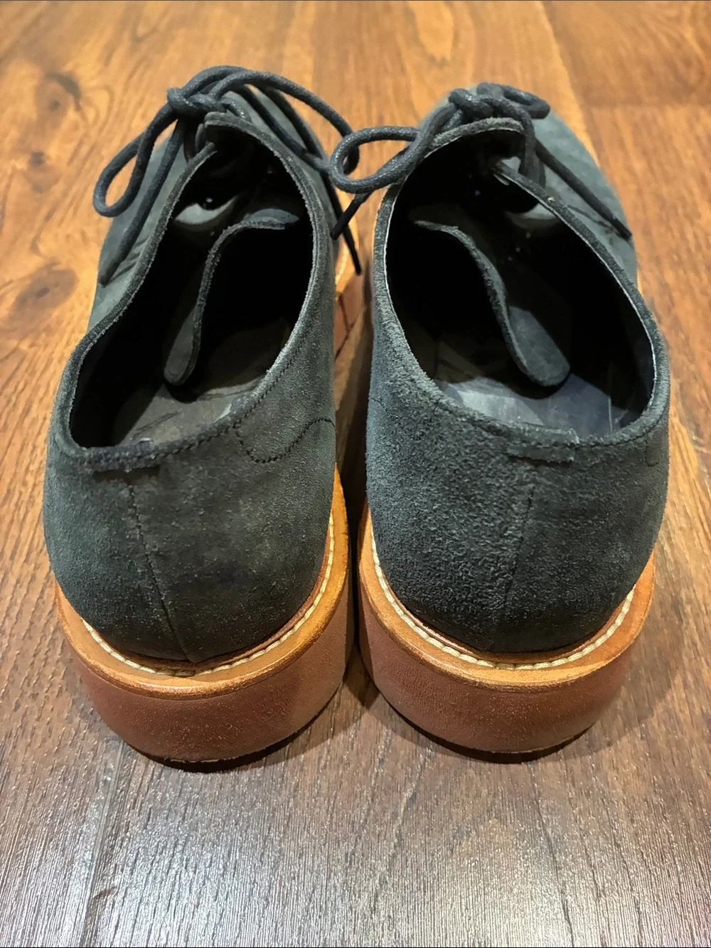 Poltrona Frau Navy Blue Suede Chukka Boots with Tan Sole